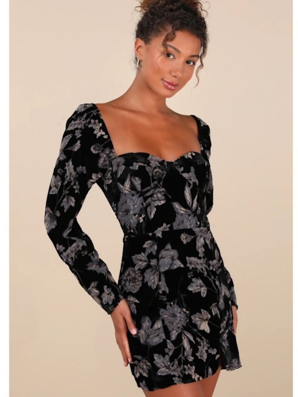 NEW Lulus Simply Decadent Black Floral Velvet Burnout Bustier Mini Dress Small